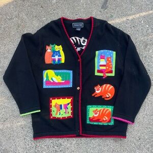 Black Cat Pattern Cardigan